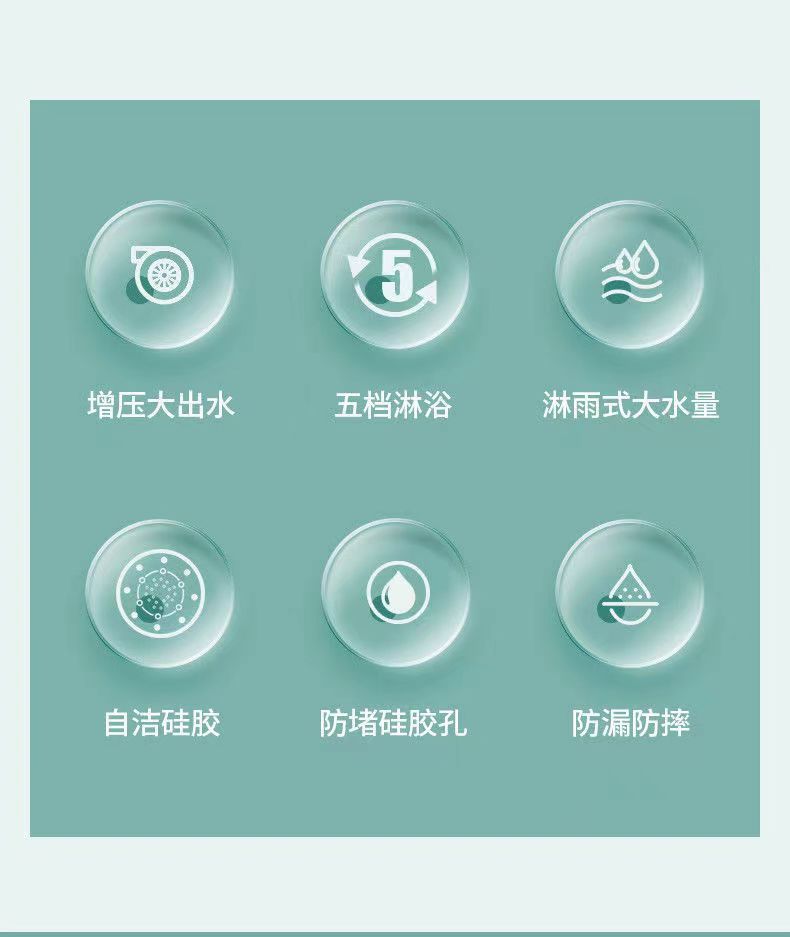 Black Knight five-speed pressurized showerhead, bathroom shower head, handheld, portable, multi-functional, energy-saving pic 14