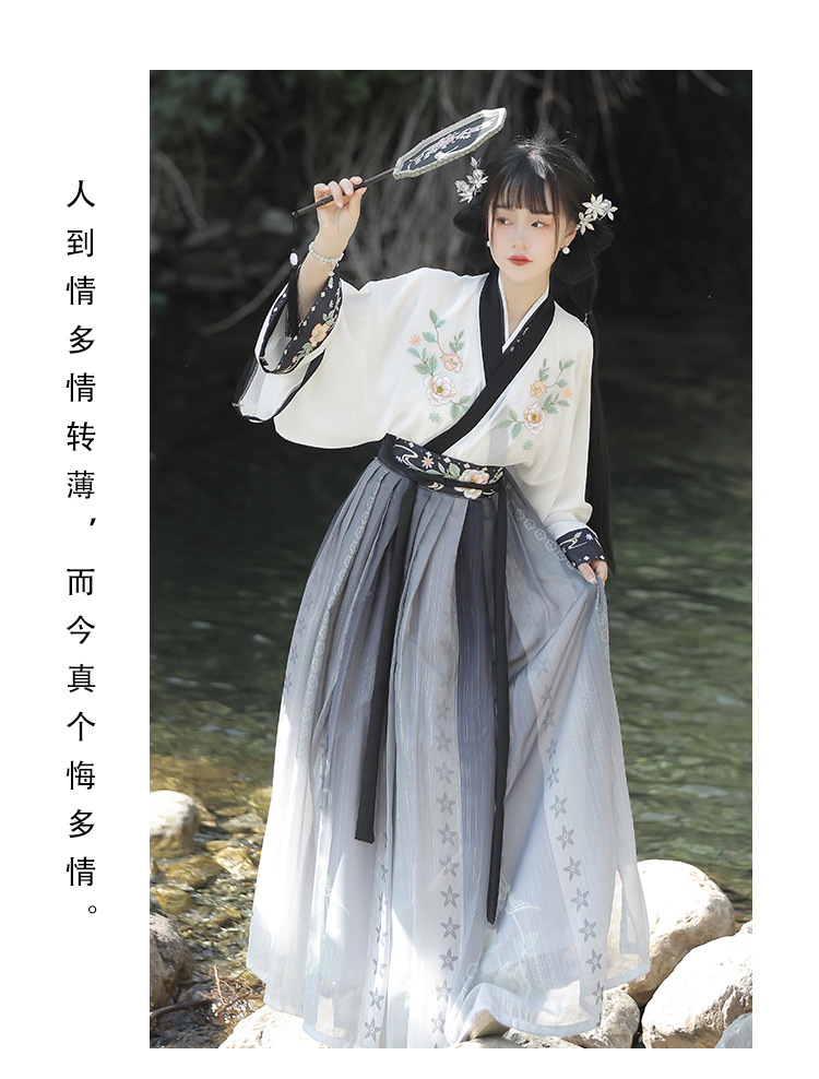 国潮-刺绣成人汉服女晋制飘逸齐腰襦裙中国风日常春秋款详情15