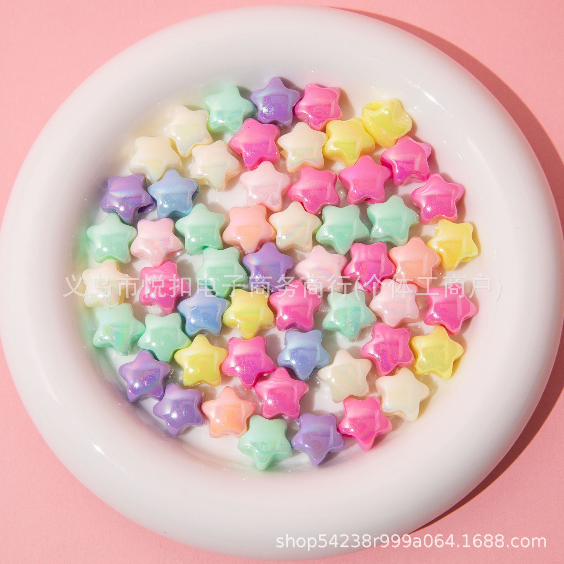 马卡龙色五角星直孔散珠串珠diy手机链钥匙扣材料配件五角星珠详情1