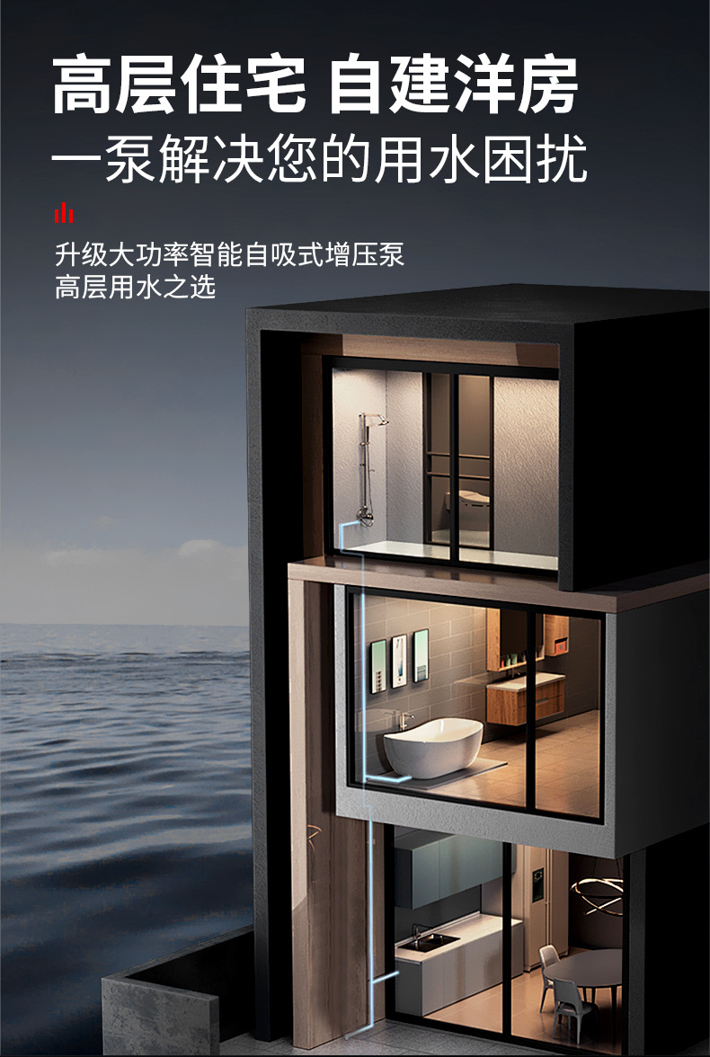 凯格瑞智能家用全自动增压泵 静音自来水小型离心泵不锈钢自吸泵详情13