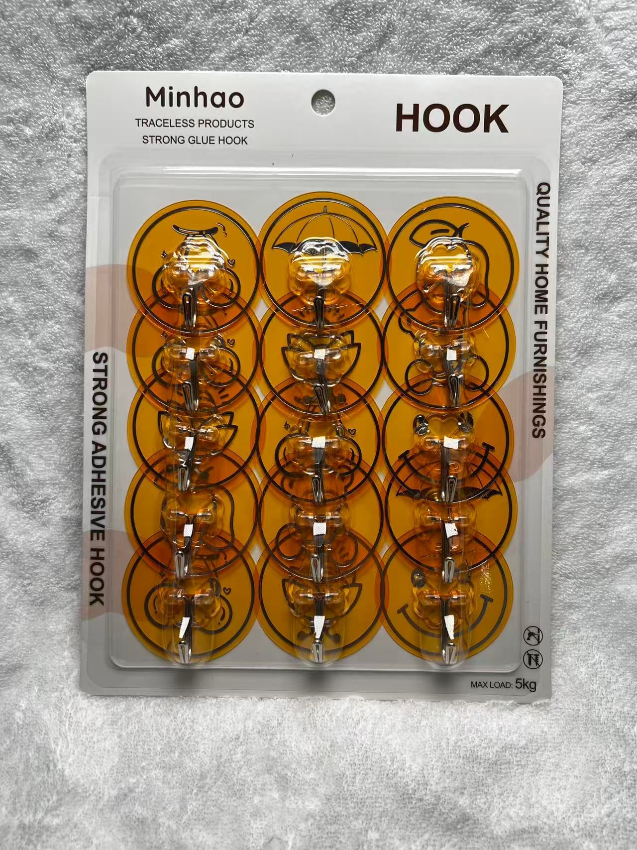 New round gold-embossed film plum blossom sheet iron hook, no drilling, no mark hook, living room wall-mounted door, rear hanging bag hook pic 8