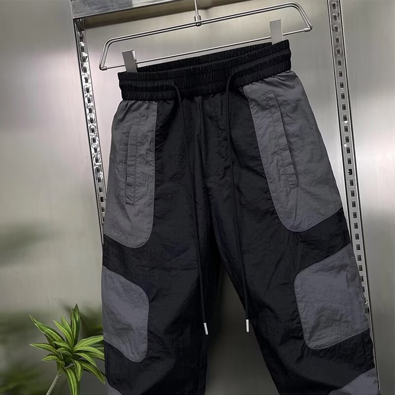 男潮衣家高品质男士休闲裤夏季薄款拼色束脚松紧腰运动裤潮流新款详情10