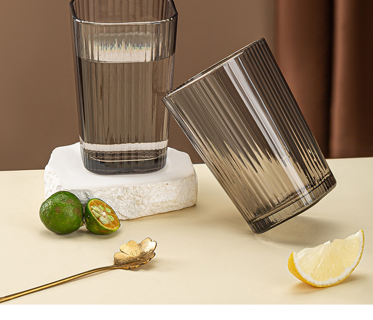 Glass bowl opening event Gift promotion: Vertical patterned glass cups and bowls, household water cups, dessert salad bowls, two-piece set pic 15