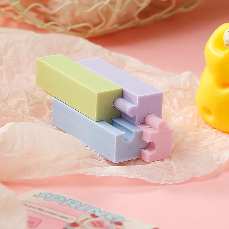 工厂直销批发创意积木拼装橡皮擦少屑擦得干净小学生专用彩色文具详情3