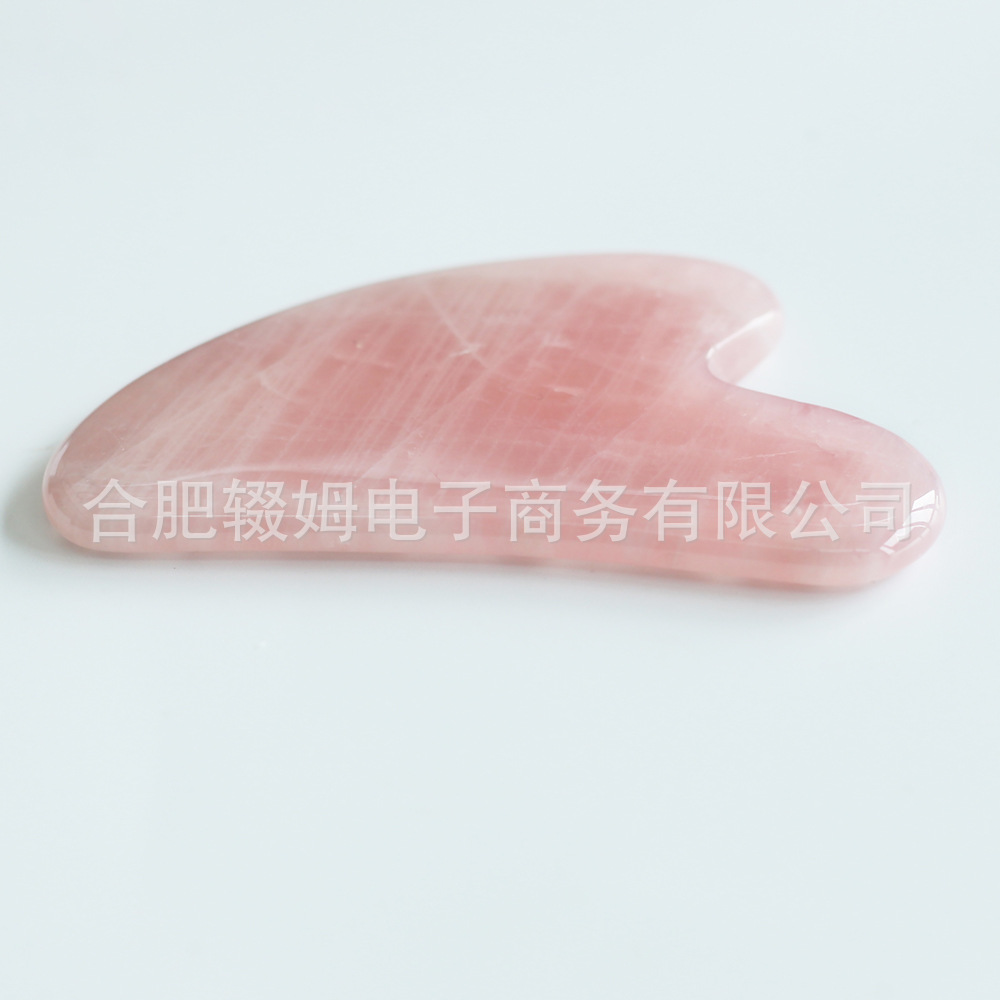 rose quartz粉晶玉石刮痧板粉晶心形玉石面部脸部全身按摩刮痧皮肤护理居家日用美容院用详情10