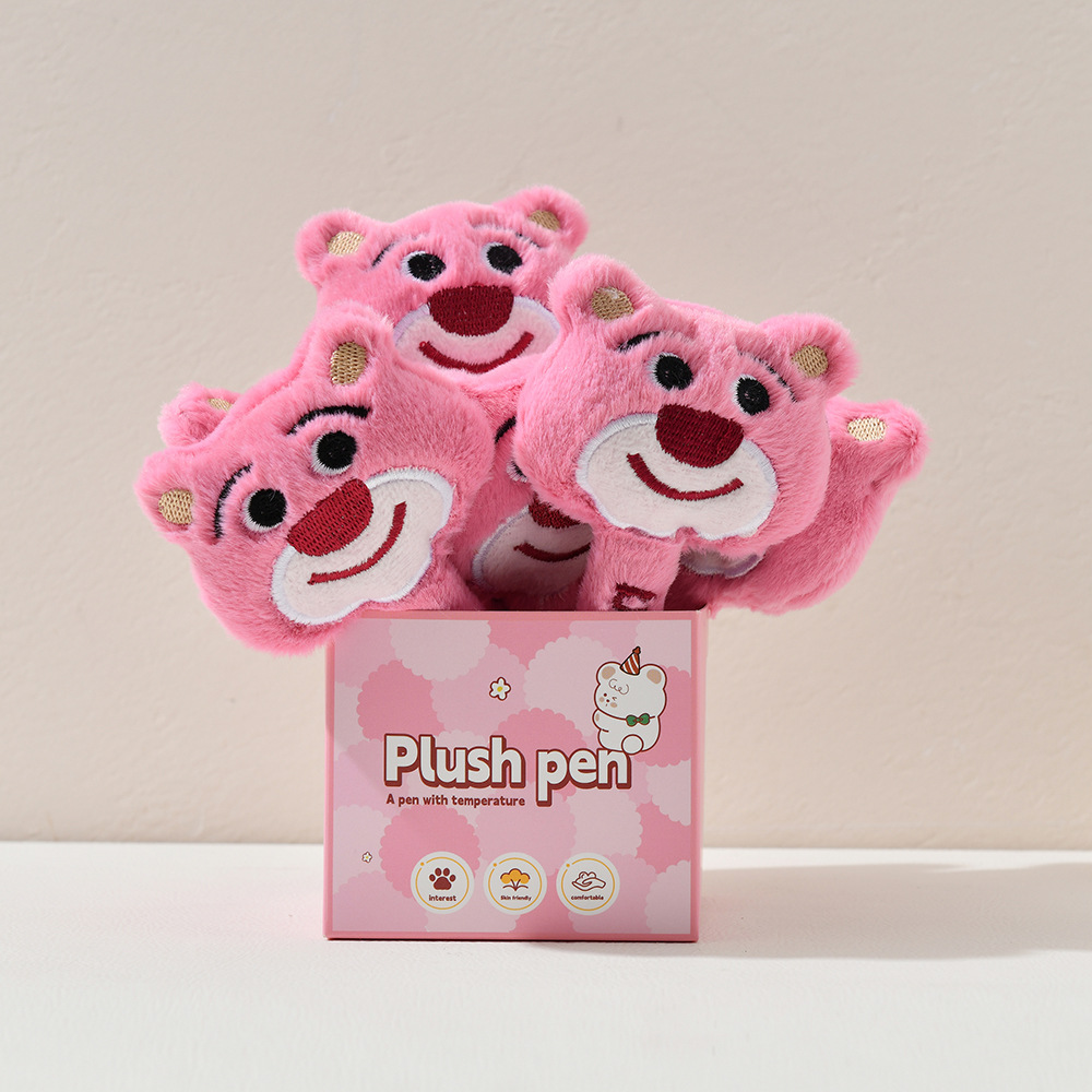 晨兮毛绒笔熊猫笔可爱笔按动中性笔黑色可爱创意黑笔学生用品文具详情14