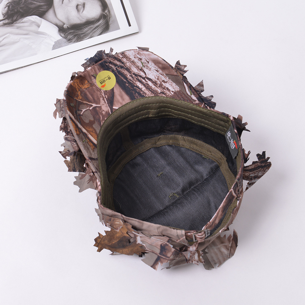 Amazon Cross-border jungle leaf camouflage curved brim sun hat, multiple outdoor sun protection creative bionic camouflage hats pic 11