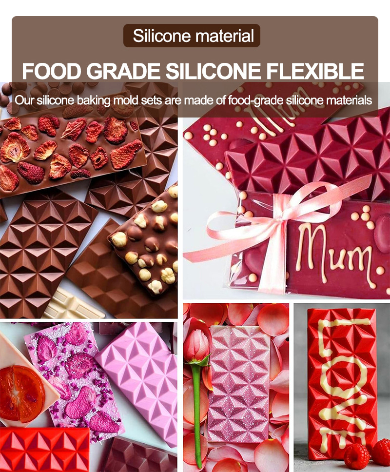Best-selling silicone 6-row rectangular small triangular chocolate mold, non-stick and easy-to-demold food-grade chocolate mold pic 6