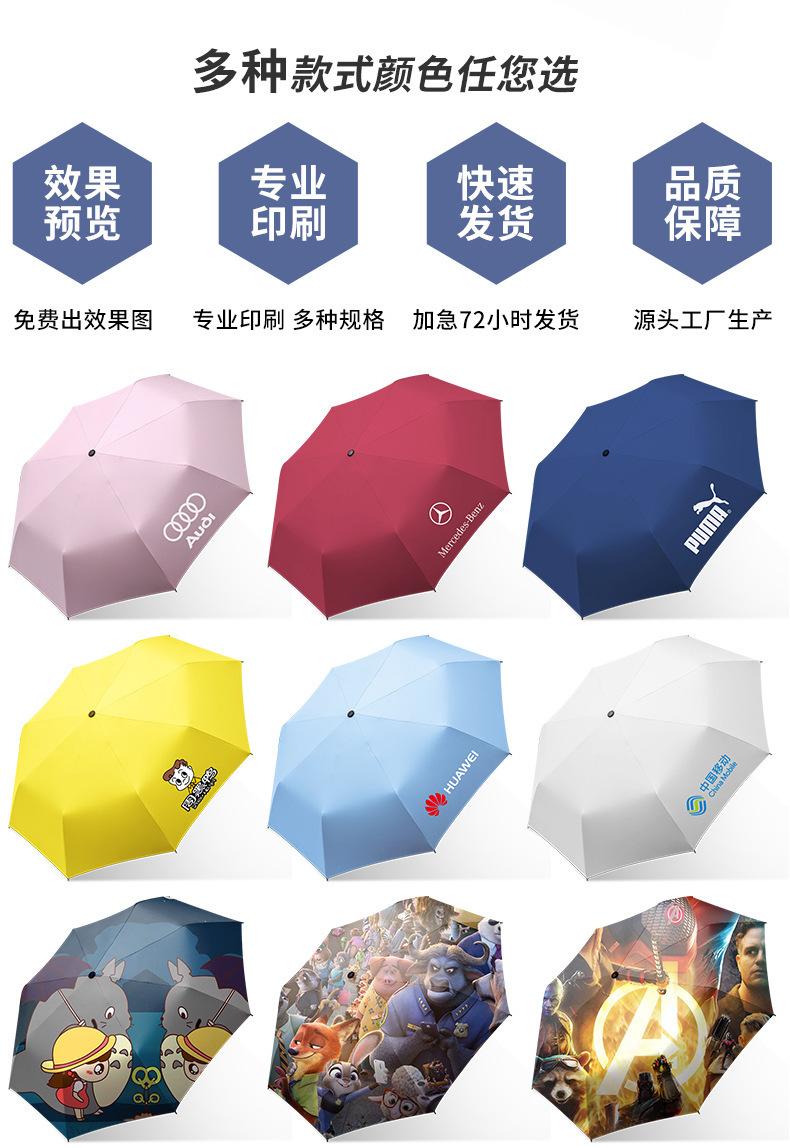 伞批发雨伞防晒遮阳伞黑胶三折反向女生太阳伞晴雨两用自动伞工厂详情40
