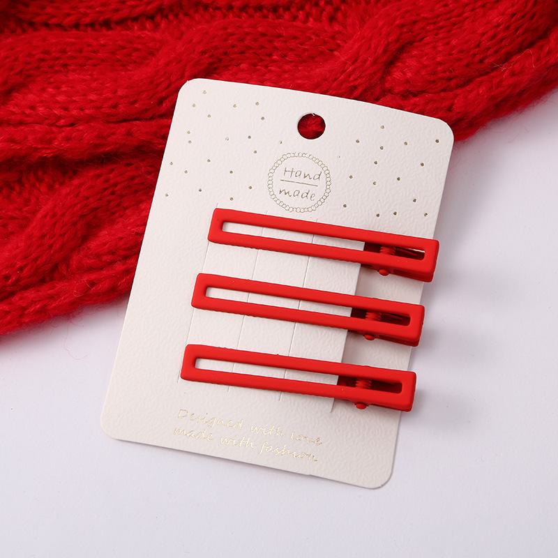 韩国网红发饰 经典红色鸭嘴夹 时尚百搭刘海碎发边夹 发卡可批发 发夹潮流款详情6