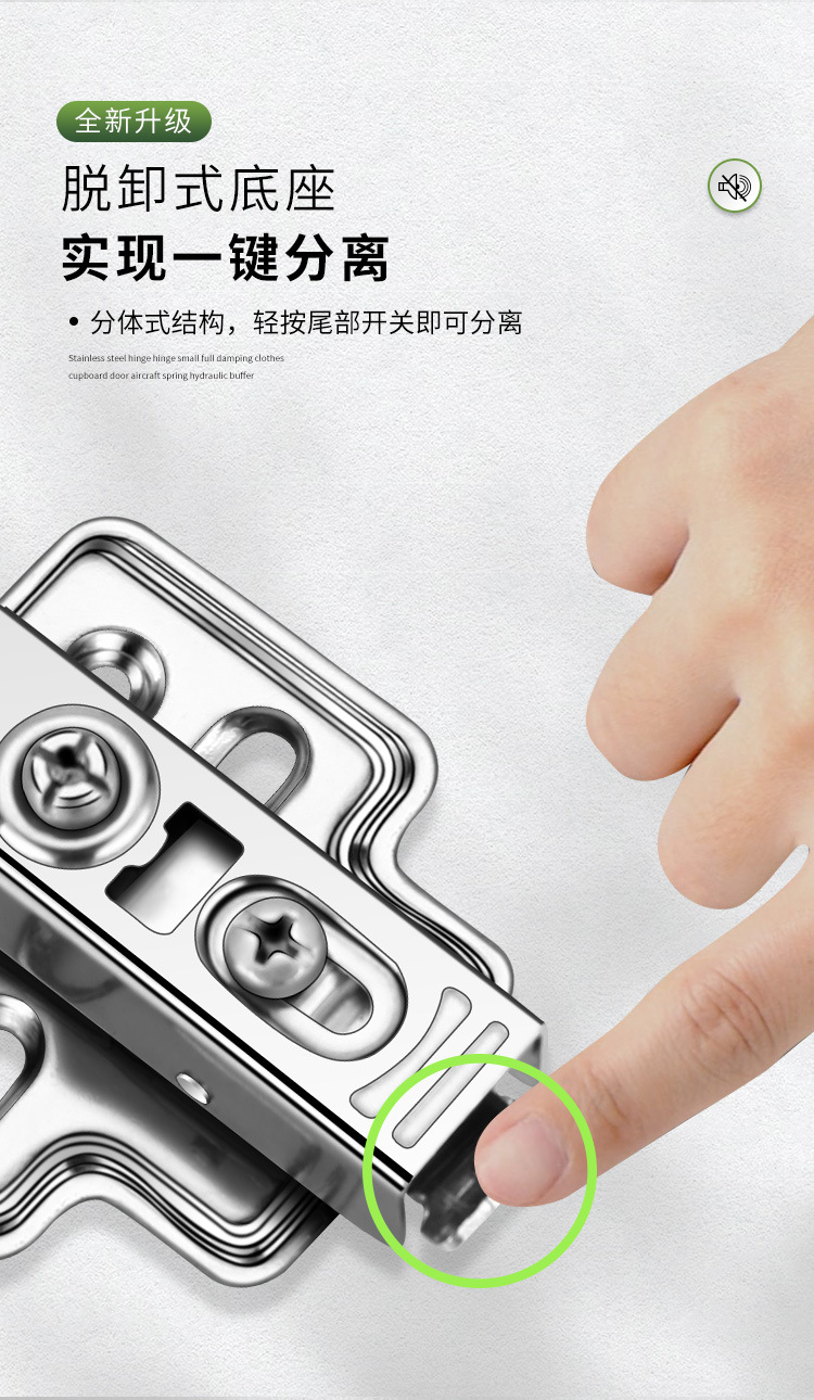 304 stainless steel two-stage force small-angle full damping hinge buffer 35-cup zero-angle thick door panel universal hinge pic 6