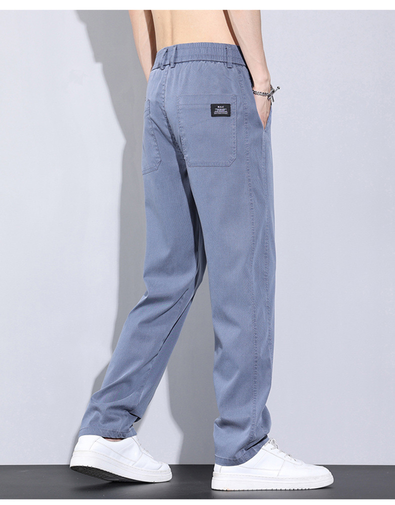 啄木鸟冰丝休闲裤子男士夏季薄款潮牌宽松天丝柔软牛仔五分长裤详情15