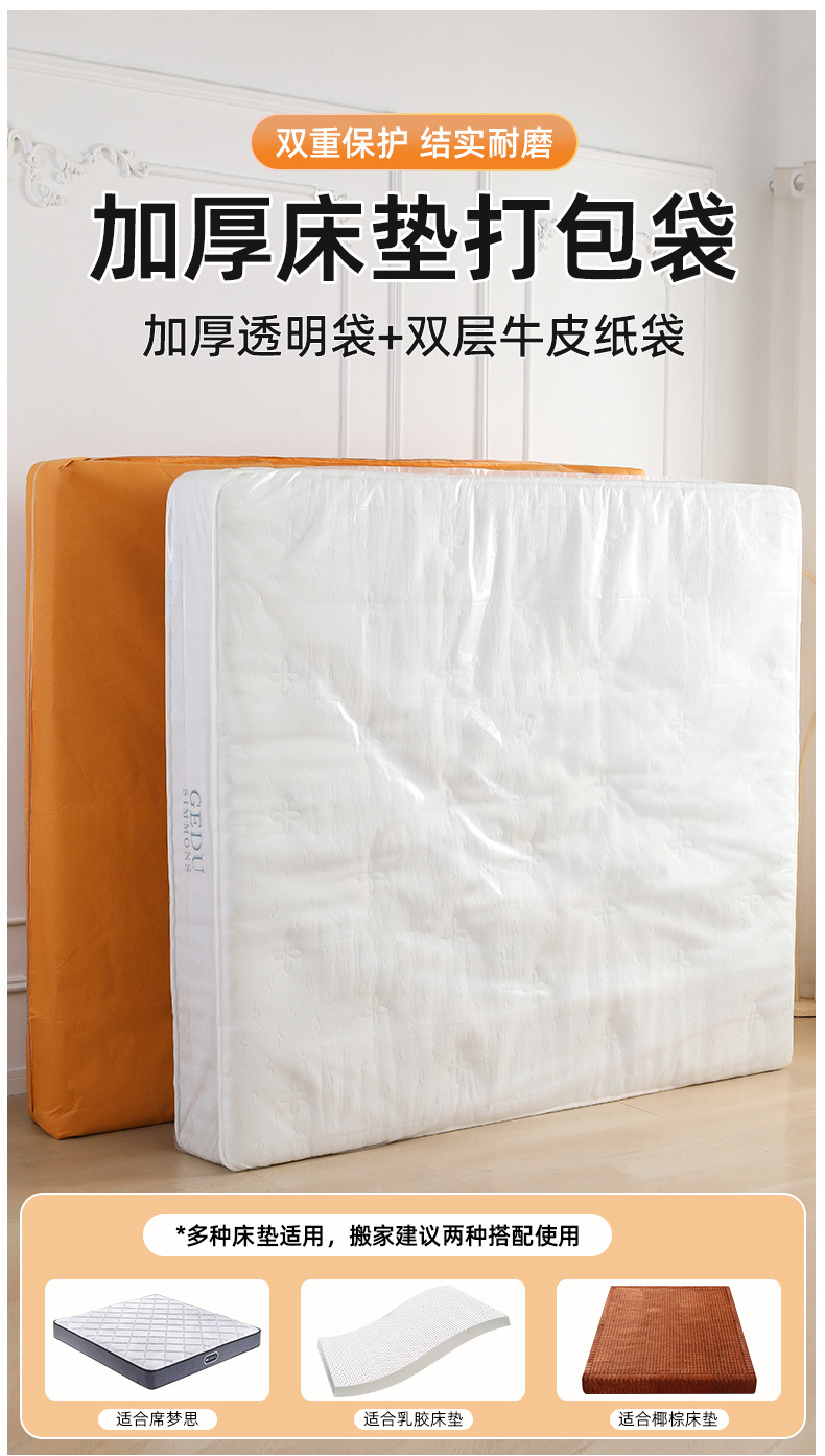 床垫打包袋牛皮纸搬家塑料防尘罩加厚收纳专用编织袋席梦思保护套详情1
