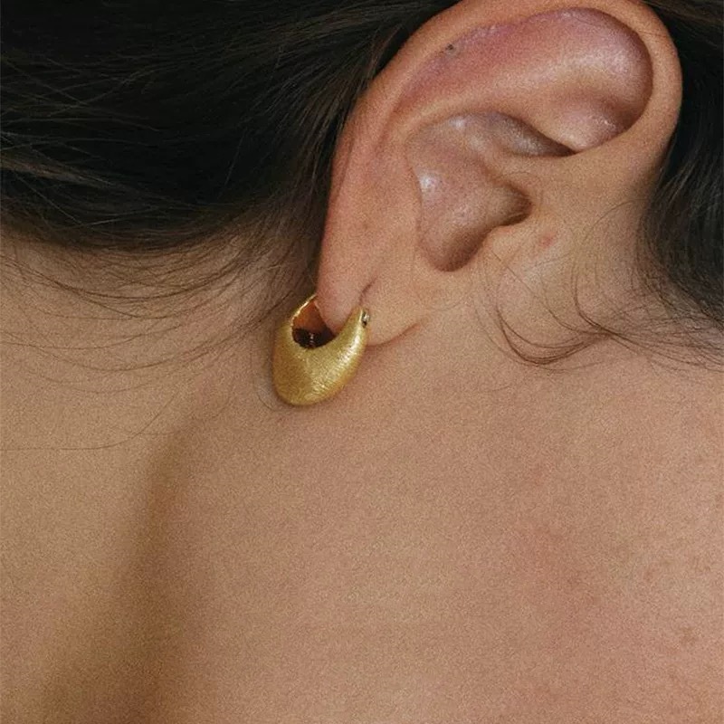 SOFT*家陶罐刺绣肌理耳钉 爆款法式简约时尚小众拉丝工艺耳钉耳扣详情7