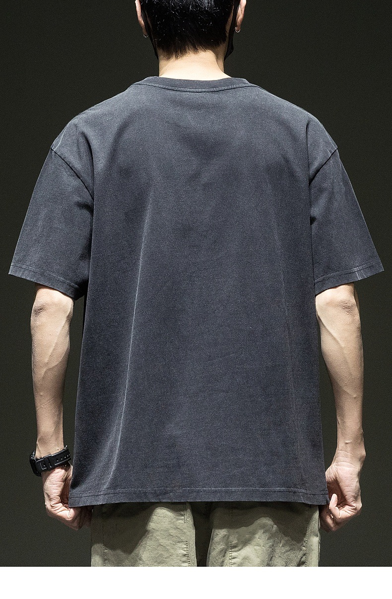 American trend round-neck T-shirt for men, summer new style, steel stamp pattern, loose, large-sized, pure cotton, comfortable and casual short-sleeved pic 10