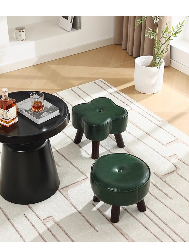 Wholesale Amazon light luxury shoe-changing stools, high-end living room sofas, low stools, home stools, popular backrest small chairs pic 20