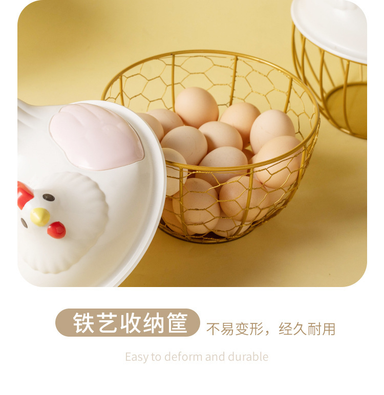 厨房鸡蛋篮收纳筐蔬菜铁艺储存储物水果篮菜篮金属跨境橱柜衣柜详情12