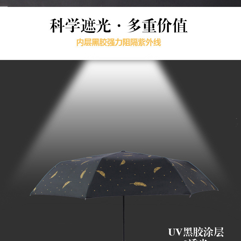 创意新款羽毛伞黑胶烫金羽毛晴雨伞广告礼品伞定防紫外线伞热销详情5