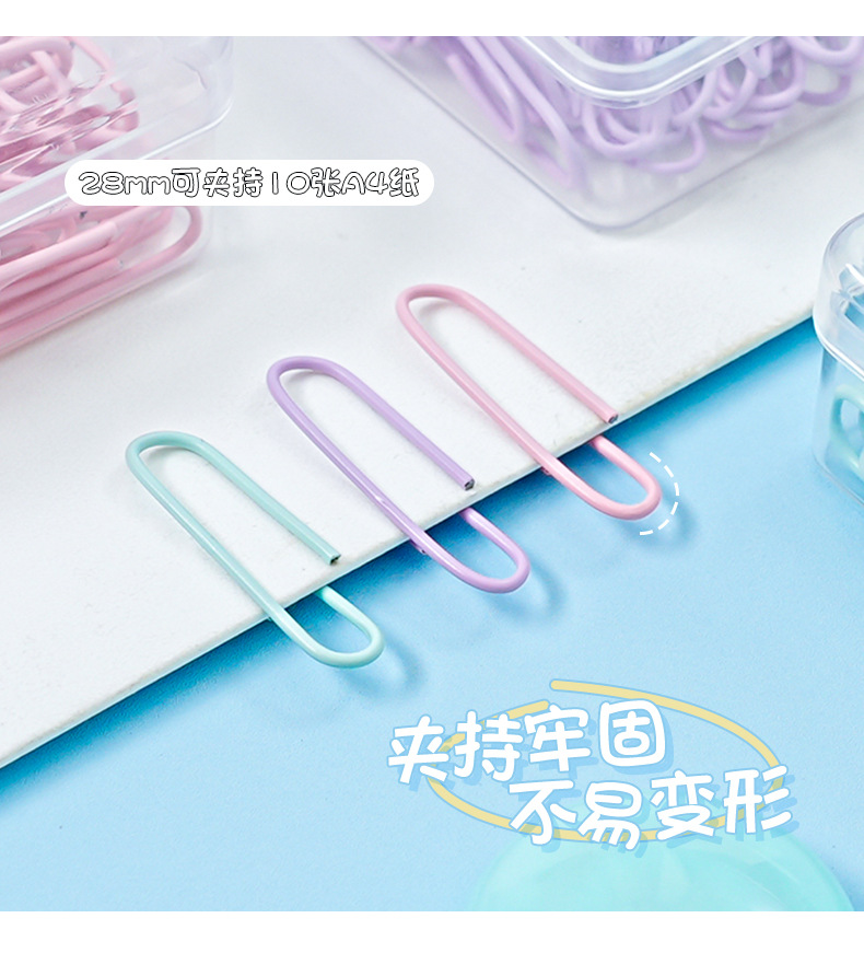 Wholesale of cross-border best-selling 28mm paper clips, creative paper clips, macaron-colored metal binding, financial and office supplies pic 6