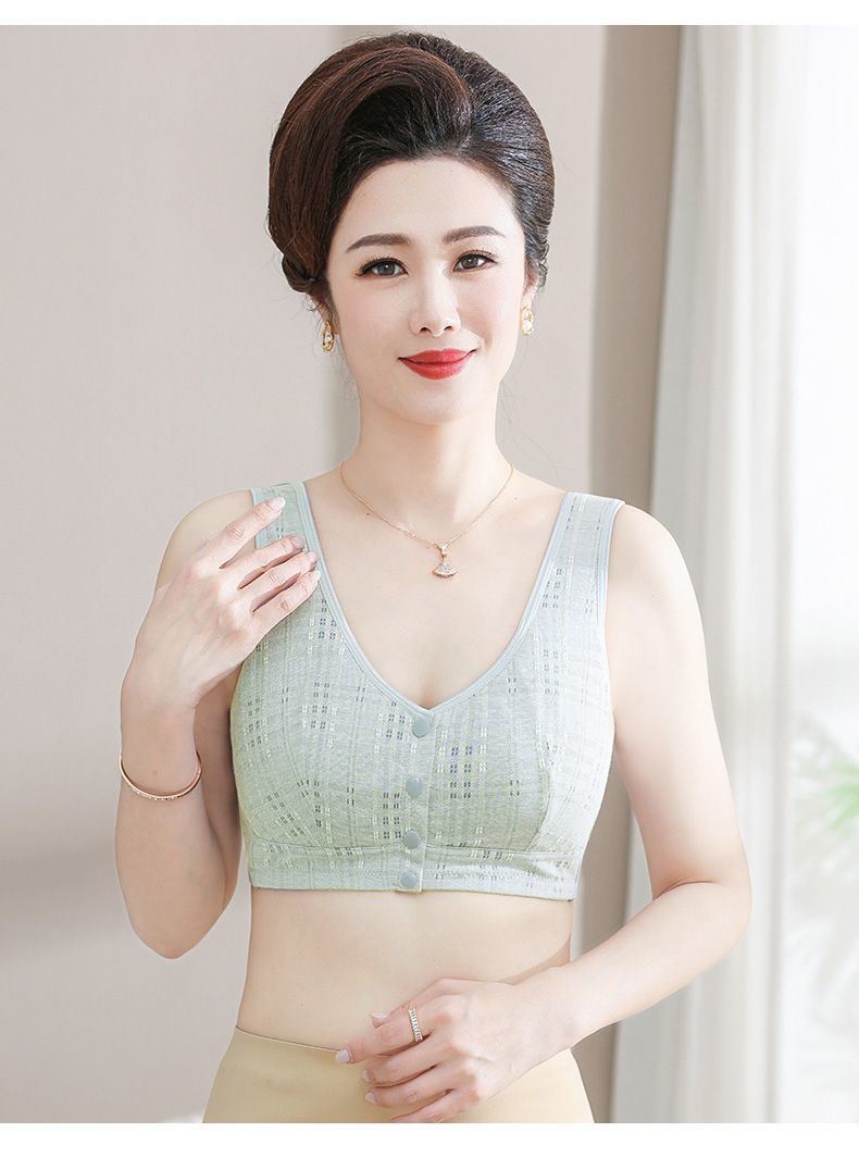 中年妈妈女士内衣中老年人纯棉前扣文胸前开扣新款无痕内衣超轻薄详情18
