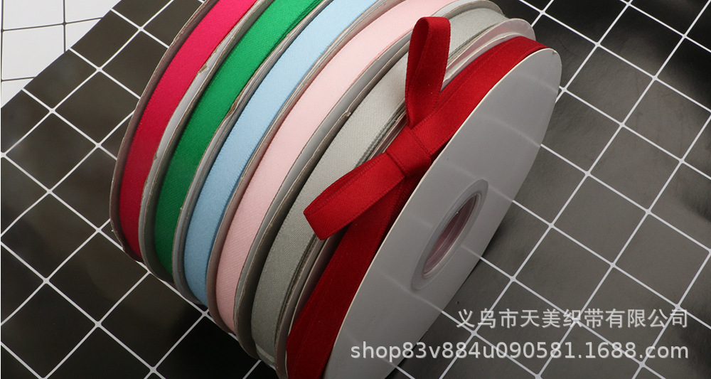 Wholesale of matte double-sided polyester-cotton ribbon 1CM medium and high-end hair accessory ribbons, DIY handmade bow clothing webbing pic 3