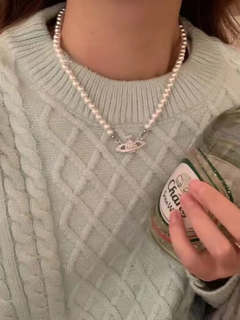 经典西太后土星珍珠项链高版满钻镶嵌施家玻璃珍珠锁链女娜娜同款详情10