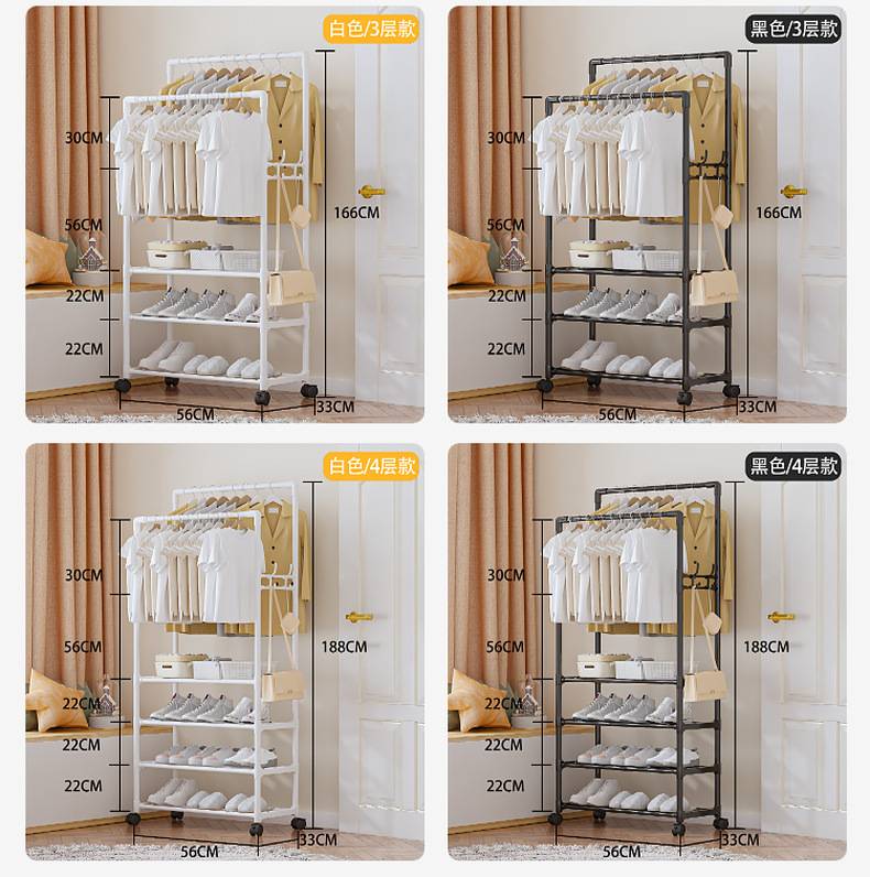 Cross-border best-selling simple multi-functional all-in-one shoe and hat rack, home bedroom storage rack, clothes drying rack, coat rack pic 5
