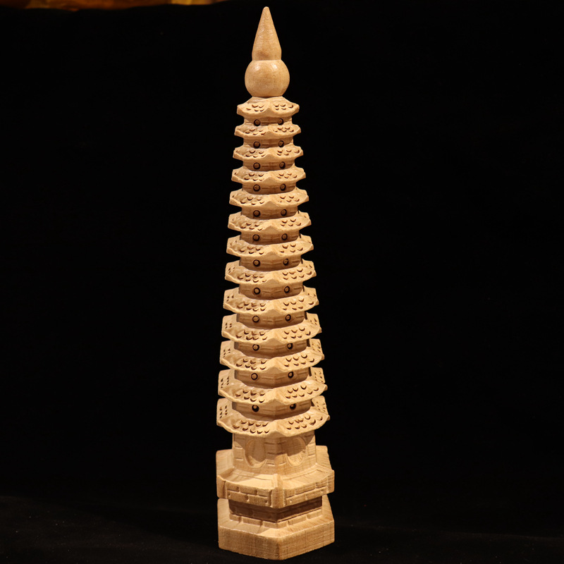 厂家批发桃木7层9层11层13层文昌塔木雕摆件工艺品办公室考试摆件详情16
