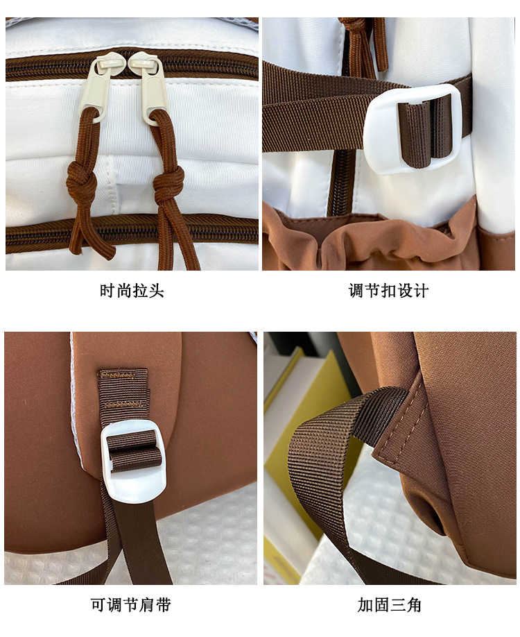 High-appearance-level color-blocking schoolbags for female junior high school students, large-capacity backpacks for high school students, multi-layered load-reducing backpacks for primary school students pic 26