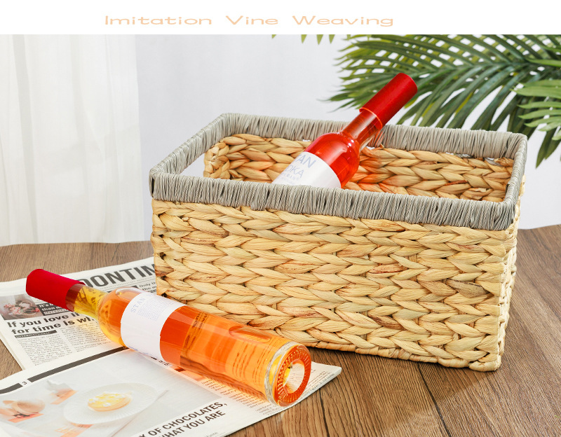 新款热销跨镜置物筐水葫芦草手工编织收纳篮草编篮子杂物收纳筐子详情21