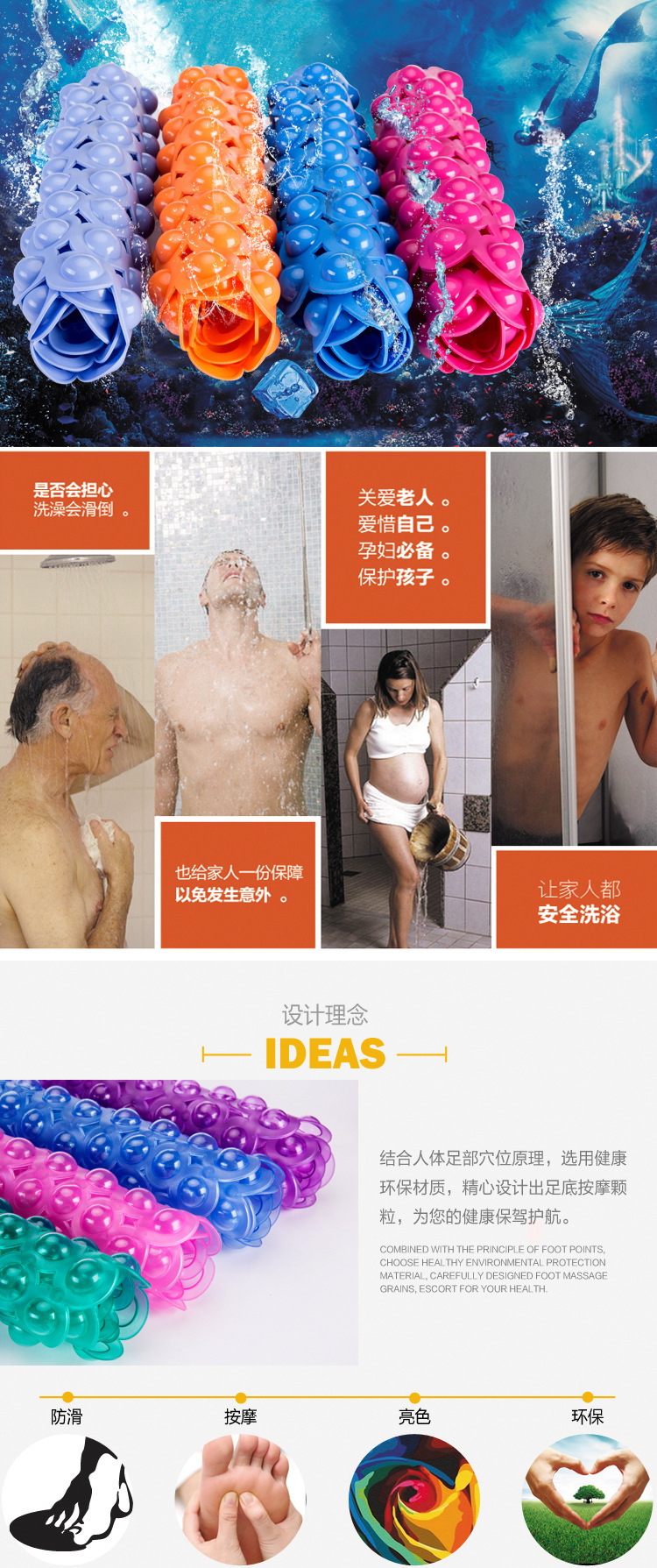 Junxi Hotel bathroom anti-slip mat, hotel shower room bathroom floor mat, bathtub transparent suction cup bubble floor mat pic 1