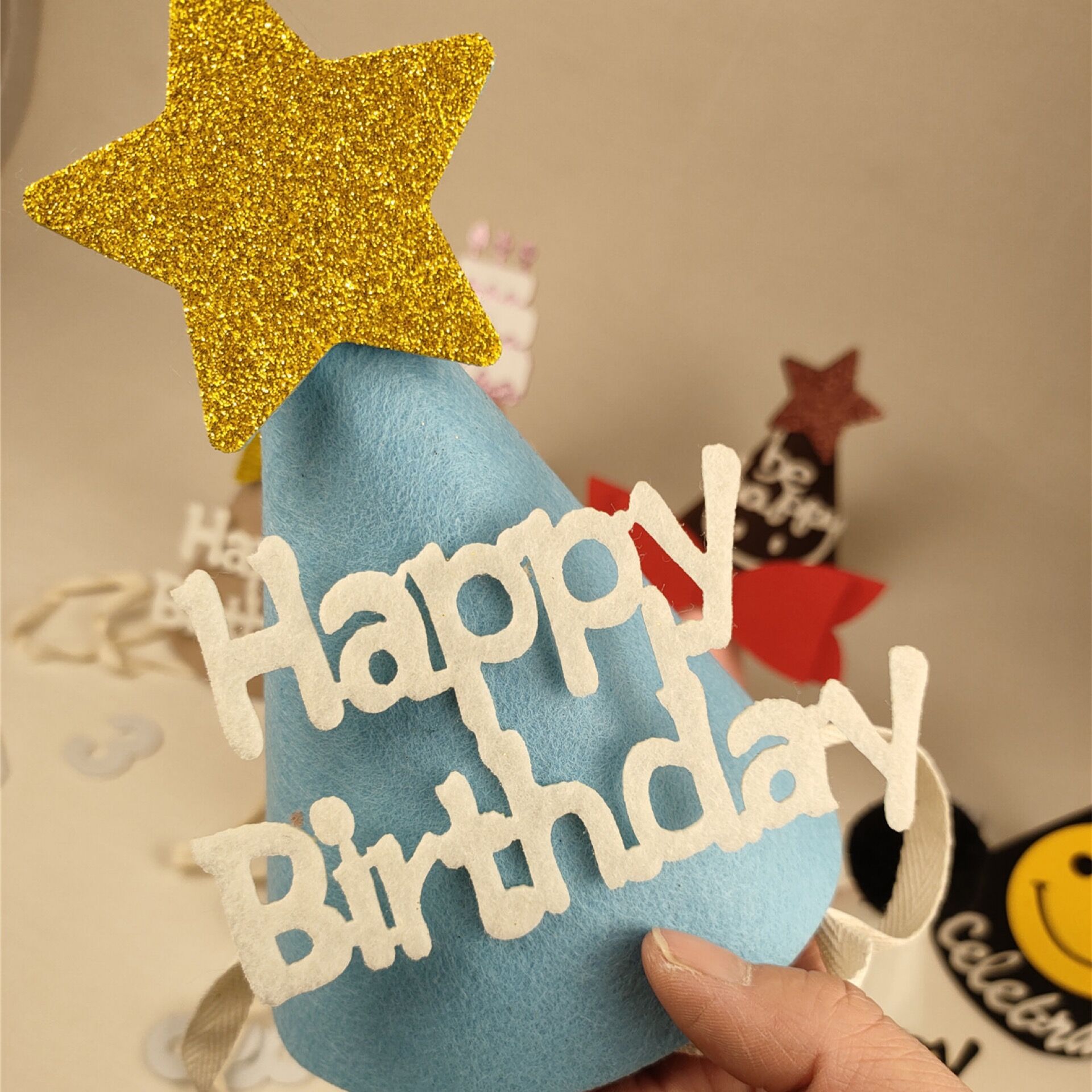 韩国ins风宝宝周岁生日无纺布毛毡帽子 周岁生日装饰布置生日帽子详情4