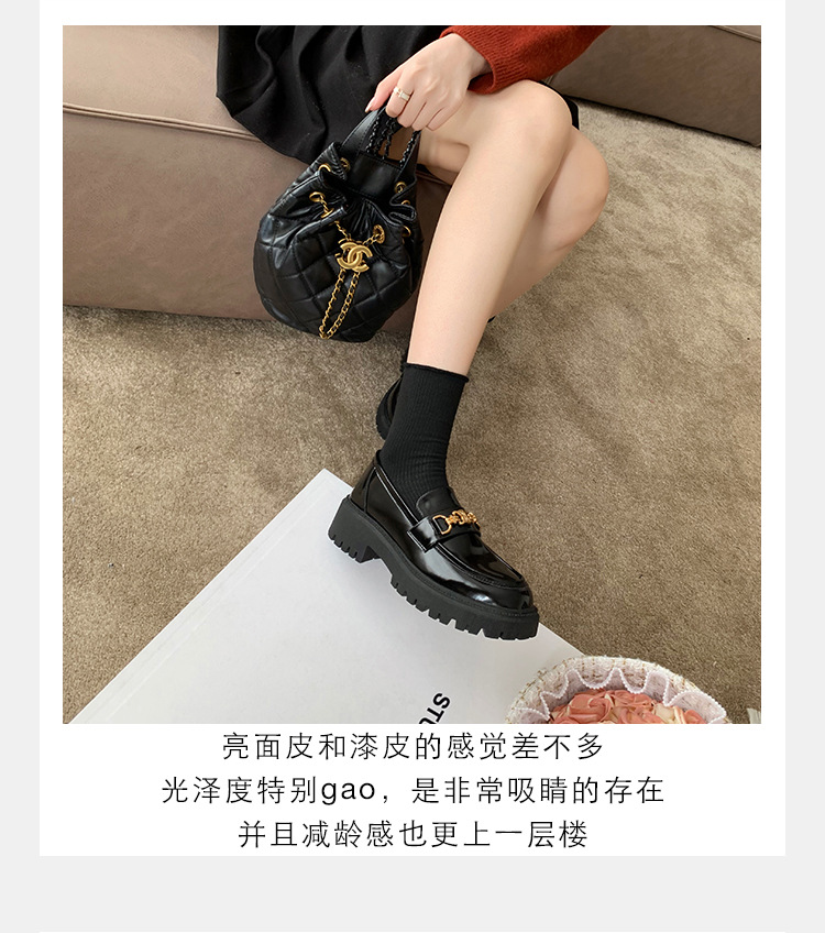 全牛皮~真皮小皮鞋女英伦风乐福鞋2023年新款圆头厚底日常JK单鞋详情12