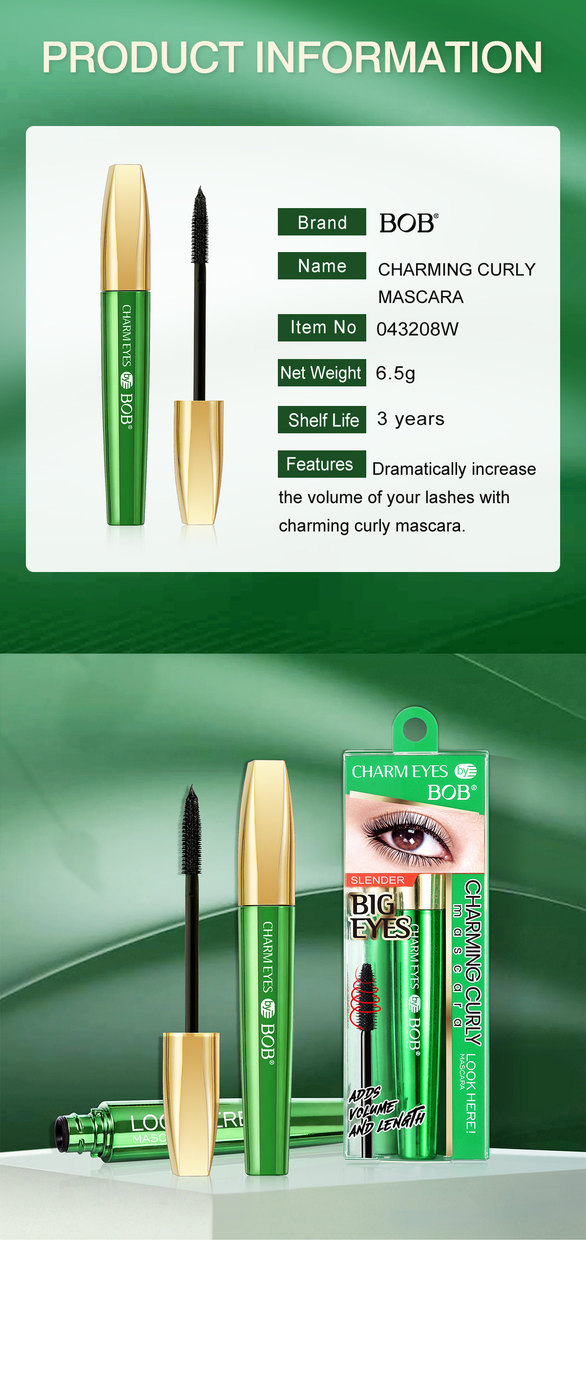 Cross-border exclusive bob Eyelash Mascara is waterproof, sweat-proof, non-staining, thick, curling, quick-drying and shaping for eyelashes as a base pic 13