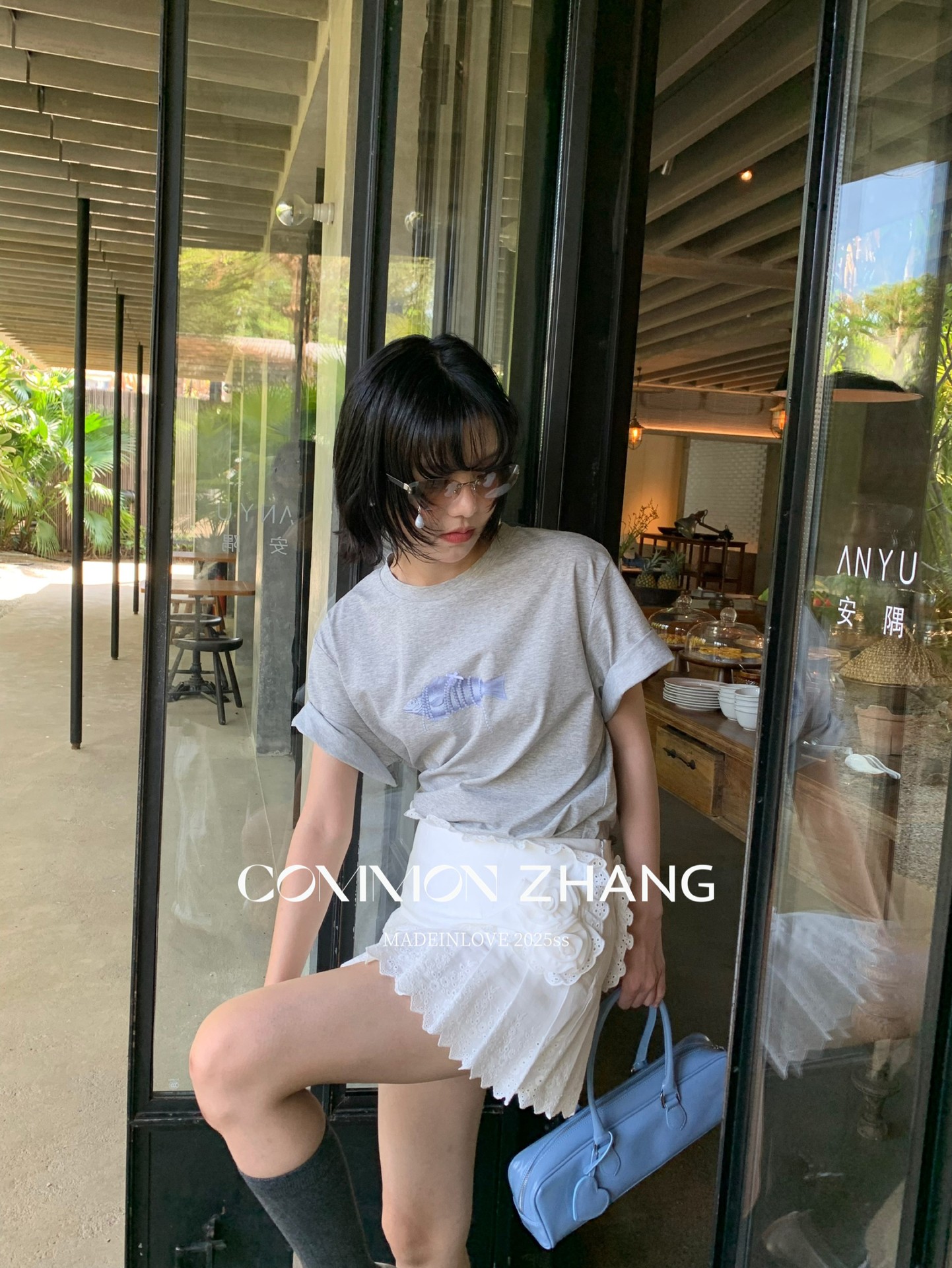 CZ ZHANG Summer Korean style laid-back casual simple printed shoulder loose round-neck short-sleeved T-shirt for women B20777 pic 24