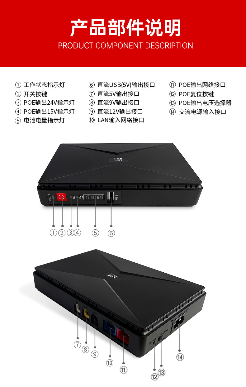 mini ups, 5v/12v dc, DC router, optical modem, poe monitoring, emergency power supply pic 1