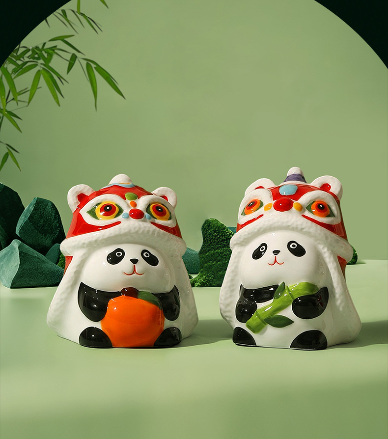 Warming housewarming panda ceramica hucha de dinero ideas estilo chino home doors oficina tesoro artesanía regalo caja de ahorros pic 5