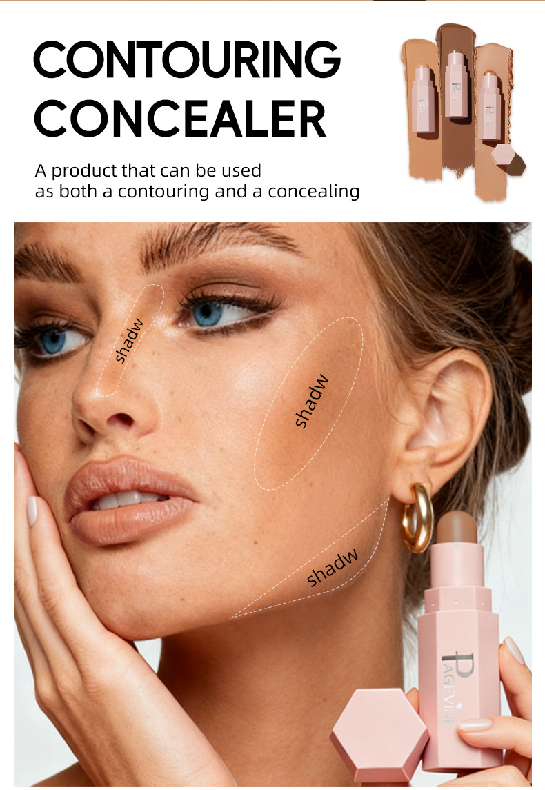 跨境爆款PAGE VINE 百变柔雾塑颜棒修容棒哑光自然修容棒7.1g外贸详情4