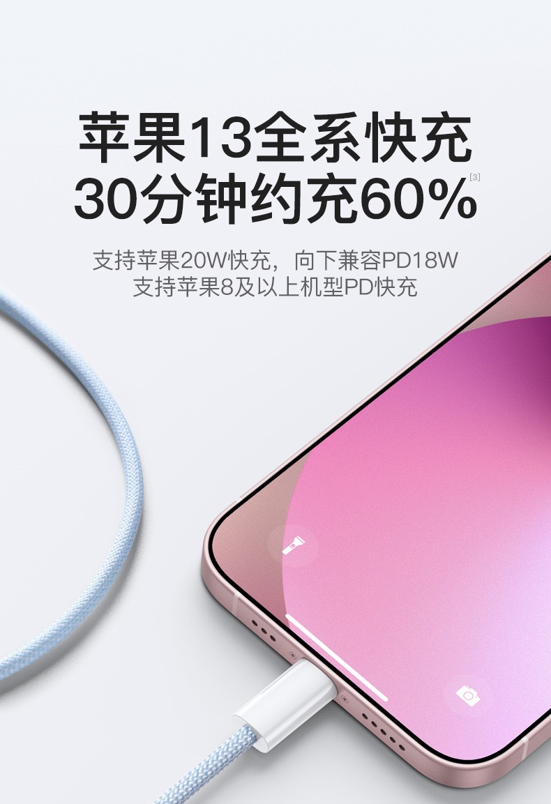 编织马卡龙PD20W数据线适用于苹果16/15/14/13双C充电线原厂批发详情4