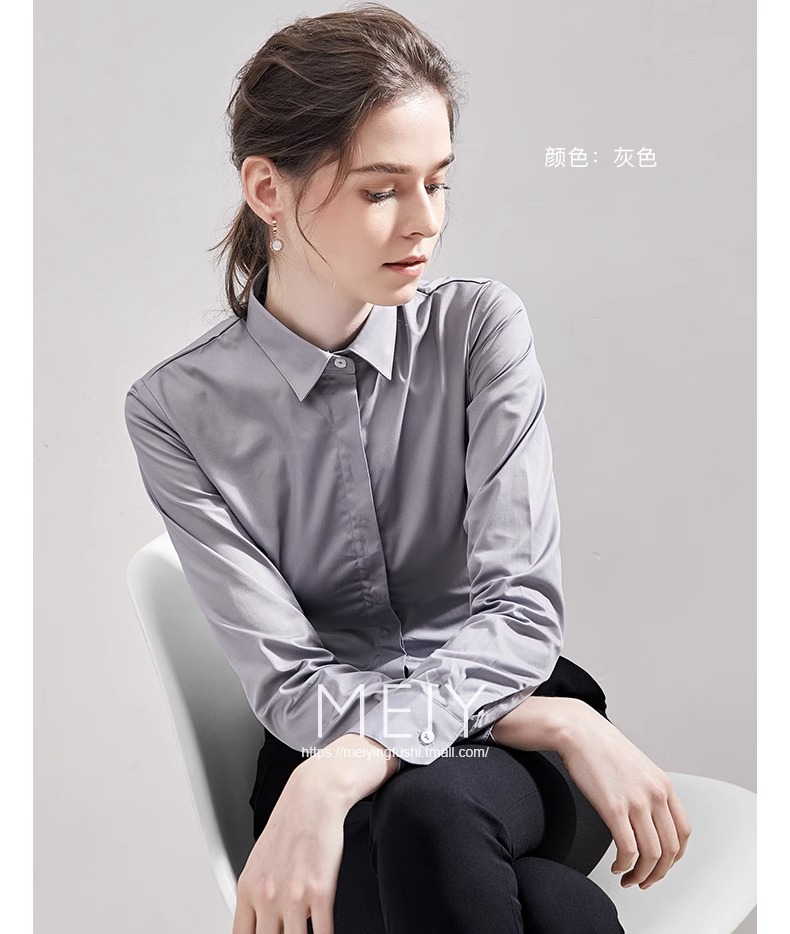 女士竹纤维衬衫夏季职业装通勤上班白衬衣女长袖免烫抗皱商务衬衫详情34