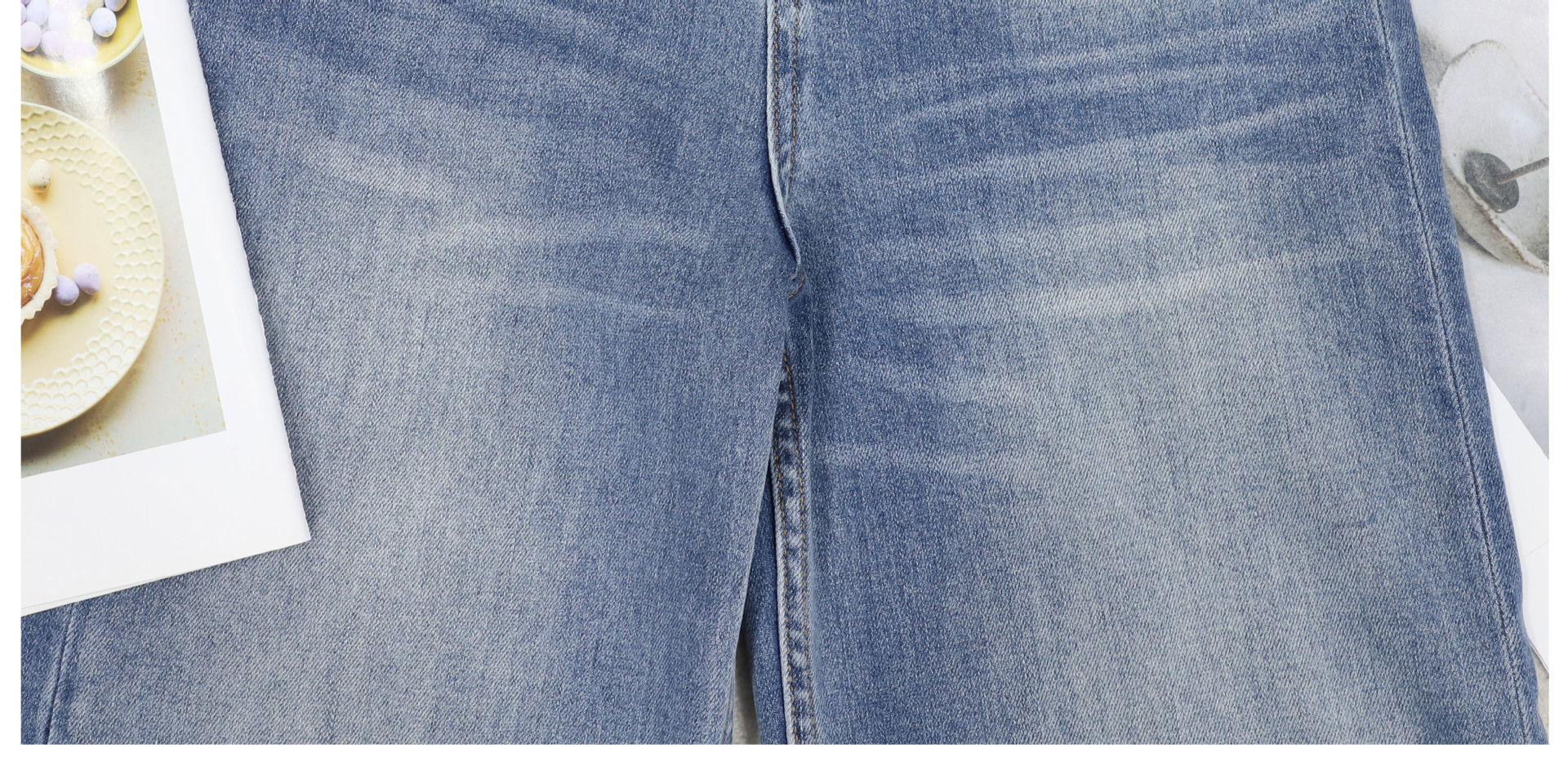 C brand straight-leg jeans for women, blue, versatile, fitted, high-waisted, flared nine-inch trousers for women 2026 early Spring pic 14