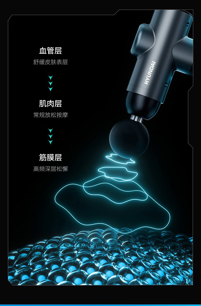 严选HYUNDAI电动筋膜枪充电款按摩器四六头按摩枪专业级肌肉按摩详情19