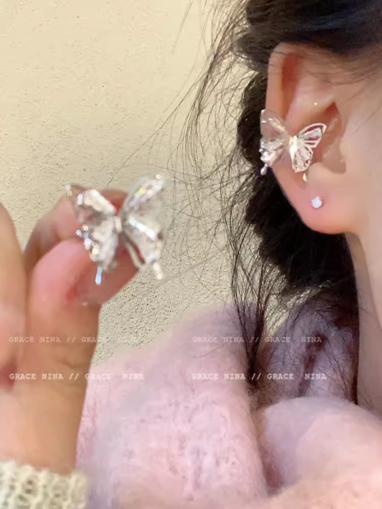 Ins-style pearl earrings for women, 925 silver needle, niche design, butterfly stud earrings, light luxury and high-end feel, earrings, earrings and ear rings pic 17
