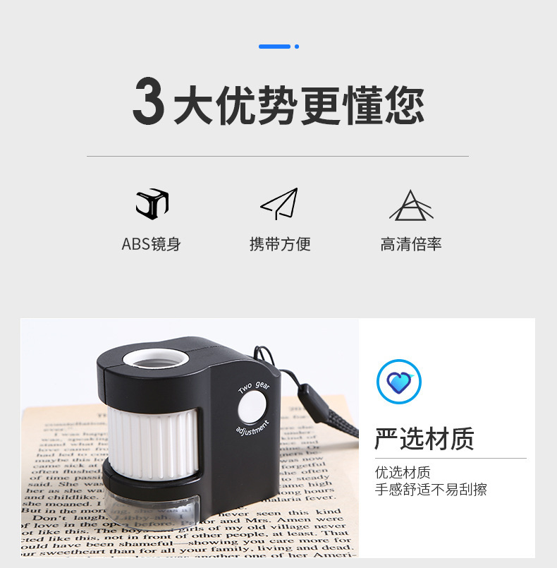 TH-6701C Portable 50x high-definition magnifying glass LED lamp mobile phone holder microscope photography for jewelry appraisal pic 6