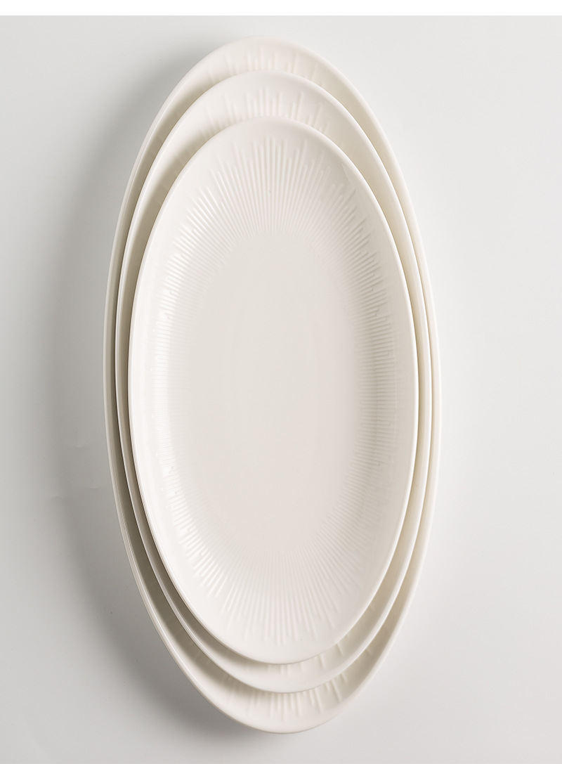 White porcelain high-end fish plate, restaurant cold dish plate, dain-shaped arrangement plate, hotel seafood plate, home high-temperature resistant steamed fish plate pic 10