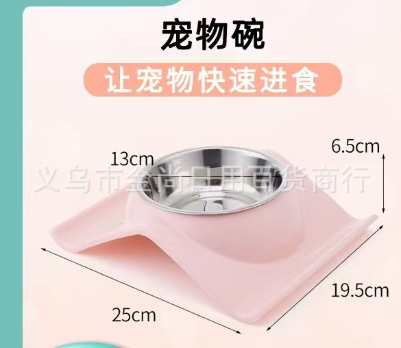 新款卡通圆形方形动物塑料单碗狗碗猫咪喝水碗宠物食盆猫碗详情1