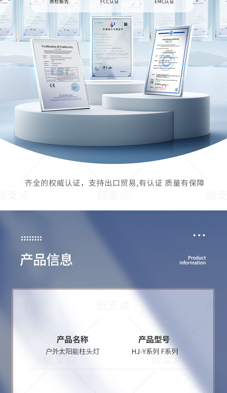 Solar outdoor garden lights, new cross-border export style, villa storefront, fence, fence, lawn, column head lights pic 17