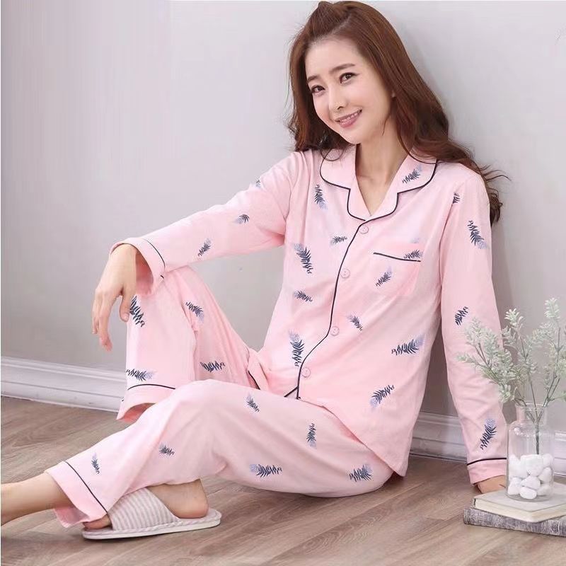 100%纯棉睡衣女春秋款长袖冬季大码睡衣夏季女士套装家居服可外穿详情7