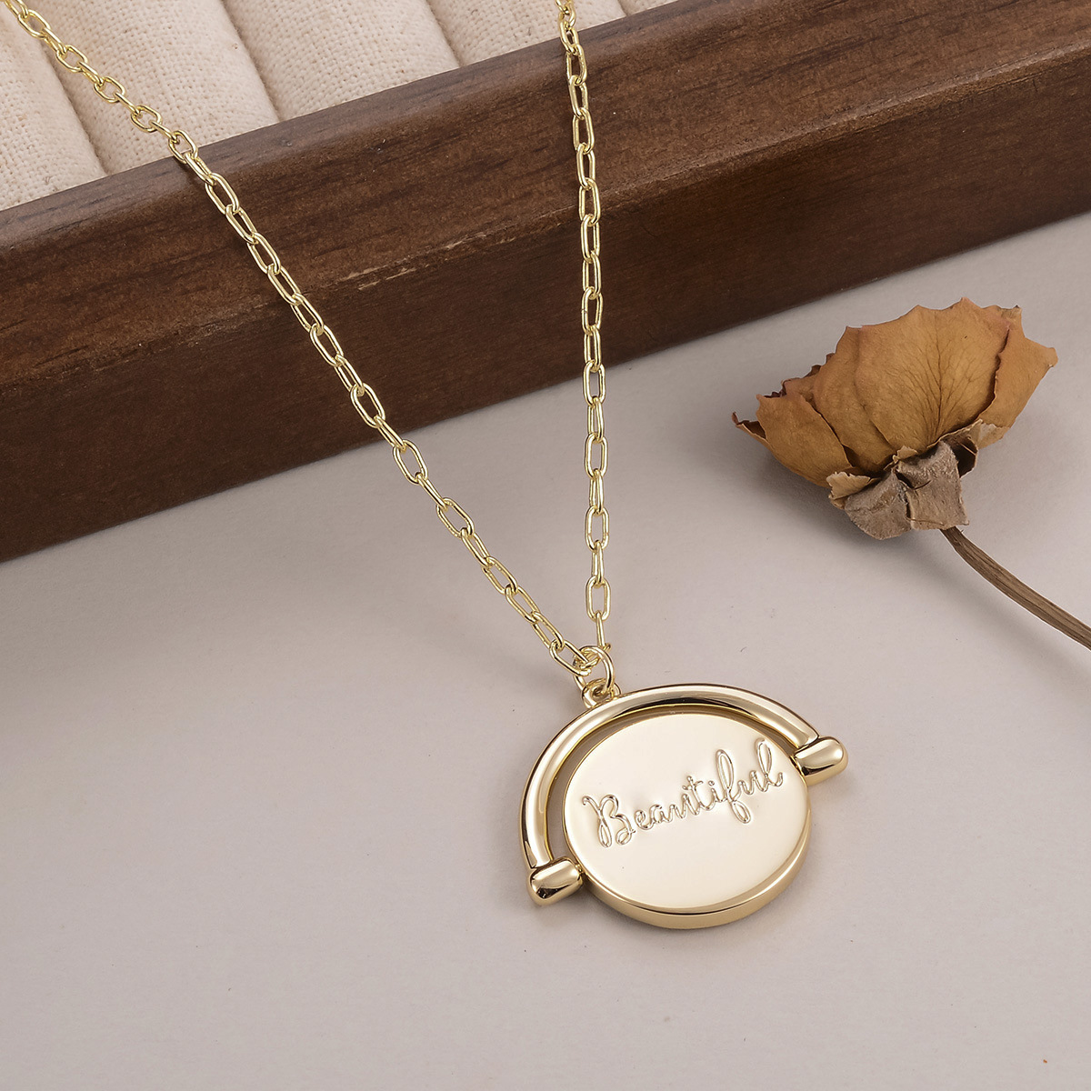 European and American letter fashion pendant, niche round English collarbone chain, versatile for women, light luxury, diamond-encrusted, personalized factory wholesale pic 45