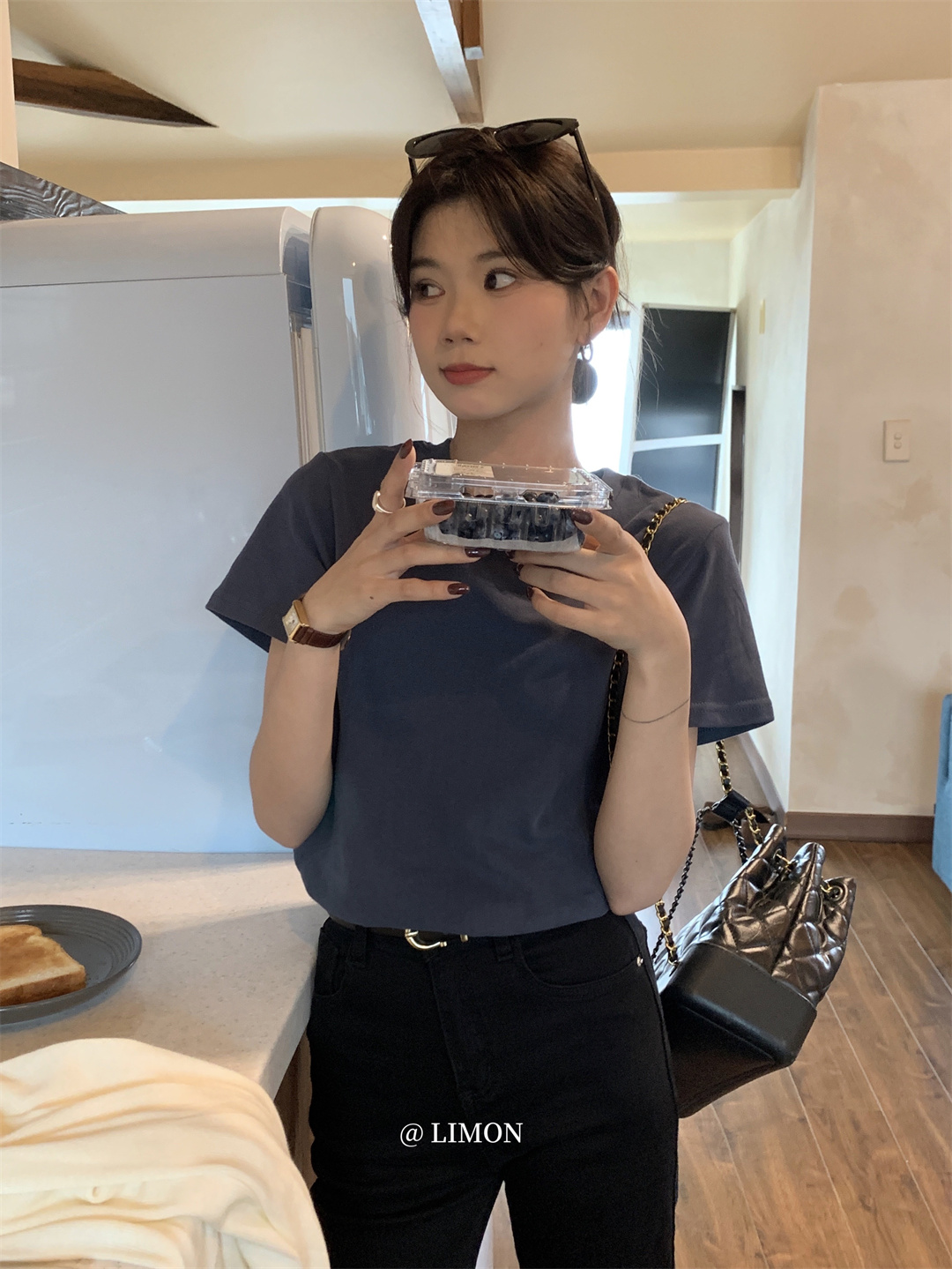 THE LEMON柠檬绿茶正肩磨毛短袖t恤女2024秋季新款百搭上衣打底衫详情43